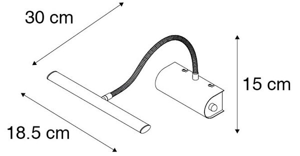 Applique da parete di design nera 18,5 cm con LED e dimmer - Tableau