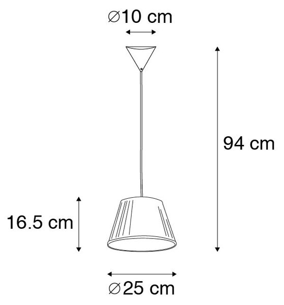 Lampada a sospensione retrò color crema 25 cm - Plisse