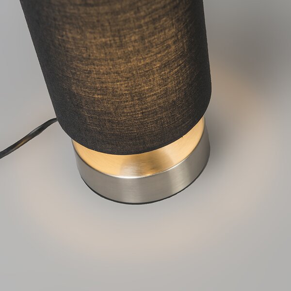 Lampada da tavolo moderna nera con acciaio - Milo 2