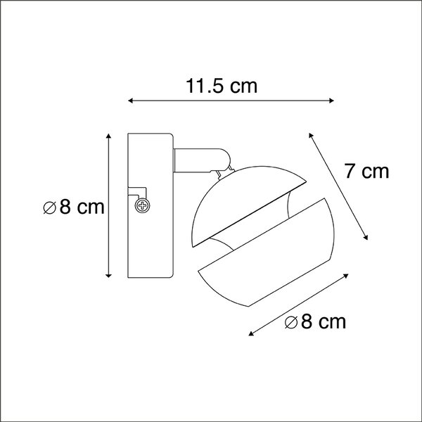 Faretto moderno 1 luce nero con interno oro - Buell Deluxe