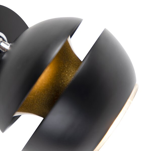 Faretto moderno 1 luce nero con interno oro - Buell Deluxe