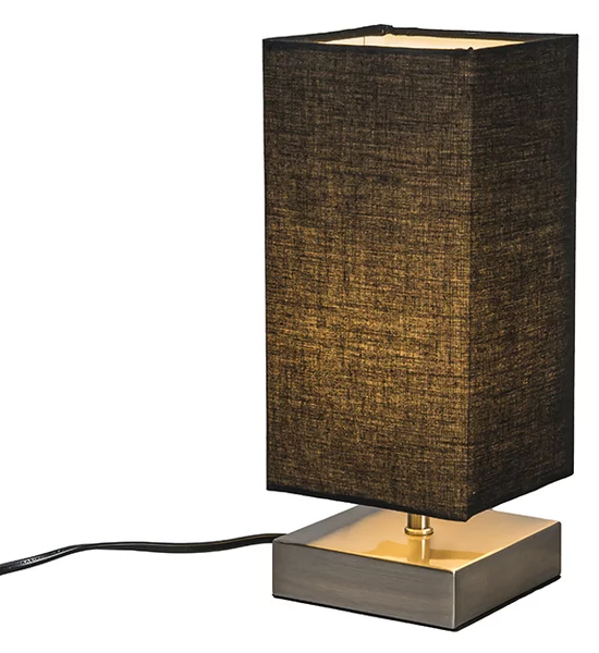 Lampada da tavolo moderna nera con acciaio - Milo