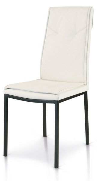 Set di sedie PRATI bianche in ecopelle con struttura in metallo verniciato di colore nero