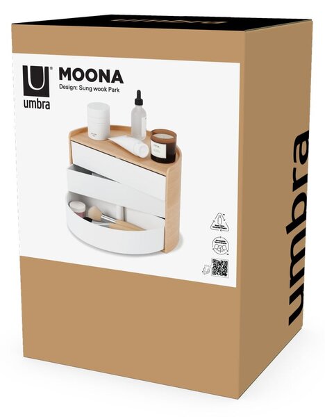 Organizzatore bagno rotante in colore naturale Moona - Umbra