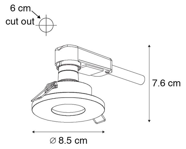 Set di 6 faretti da incasso moderni neri per bagno - Shed