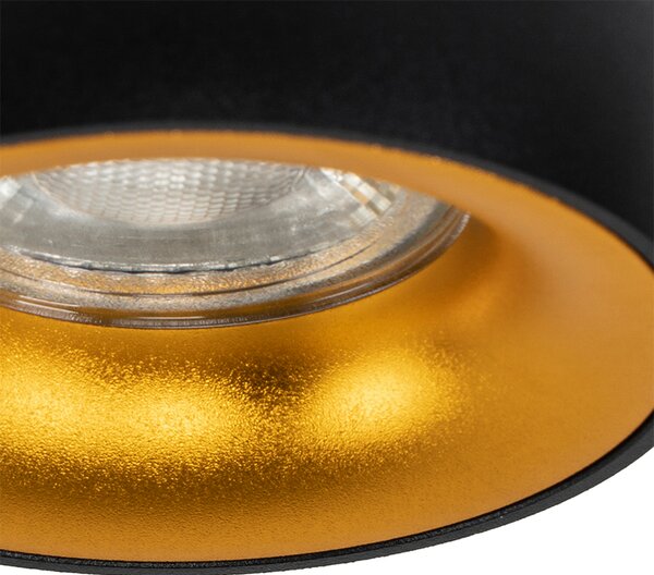 Set di 6 faretti da incasso di design neri con interno dorato - Mooning