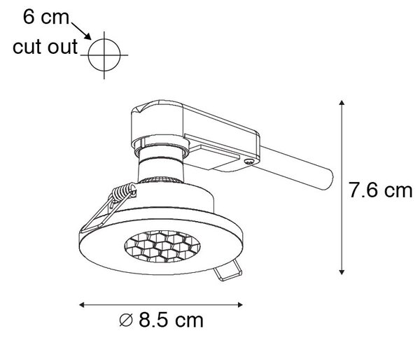 Faretto da incasso moderno per bagno nero IP54 - Shed Honey