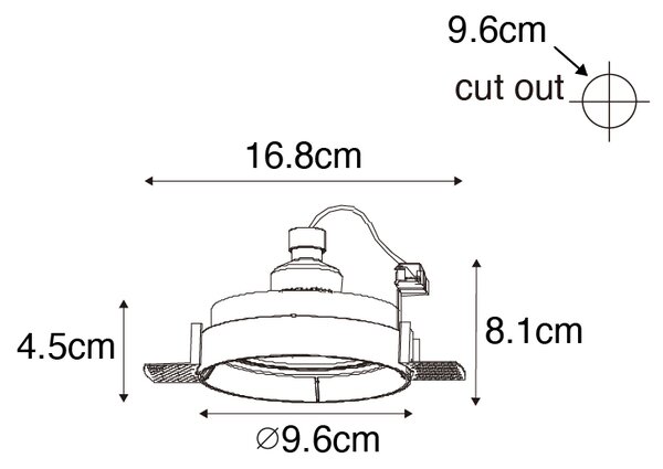 Faretto da incasso moderno bianco GU10 rotondo senza cornice - Oneon