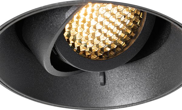 Set di 6 faretti da incasso moderni neri GU10 rotondi senza bordi - Oneon Honey