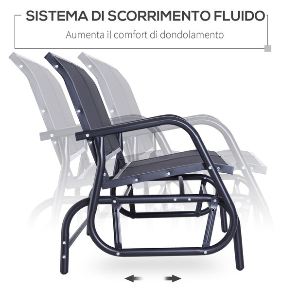 Outsunny Panchina a Dondolo da Esterno Panca Giardino Biposto Metallo 120 × 70 × 88cm|Aosom
