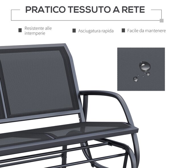Outsunny Panchina a Dondolo da Esterno Panca Giardino Biposto Metallo 120 × 70 × 88cm|Aosom