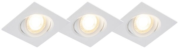 Set di 3 faretti da incasso bianchi con LED dimmerabile a 3 livelli - Miu
