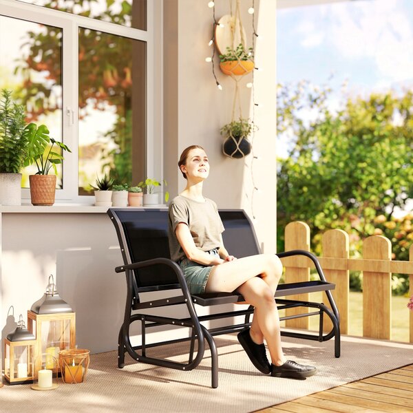 Outsunny Panchina a Dondolo da Esterno Panca Giardino Biposto Metallo 120 × 70 × 88cm|Aosom