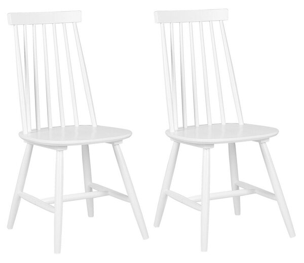 Set di 2 sedie da pranzo Sedia da cucina con schienale in legno massello bianco Beliani