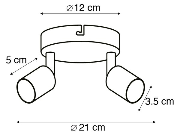 Faretto moderno bianco orientabile rotondo 2 luci - Jeany
