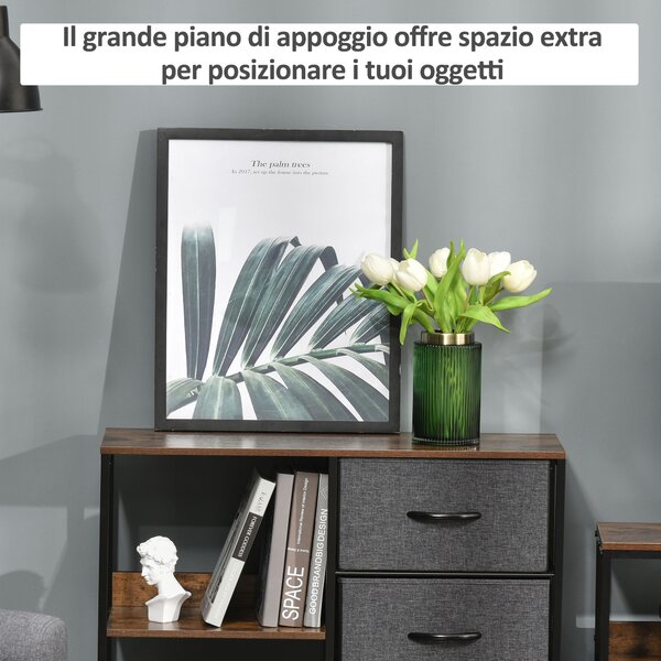 HOMCOM Cassettiera in Tessuto con 3 Cassetti Pieghevoli, Mobile Multiuso per Soggiorno e Camera, 58x29x81.5cm, Grigio Scuro | Aosom Italy