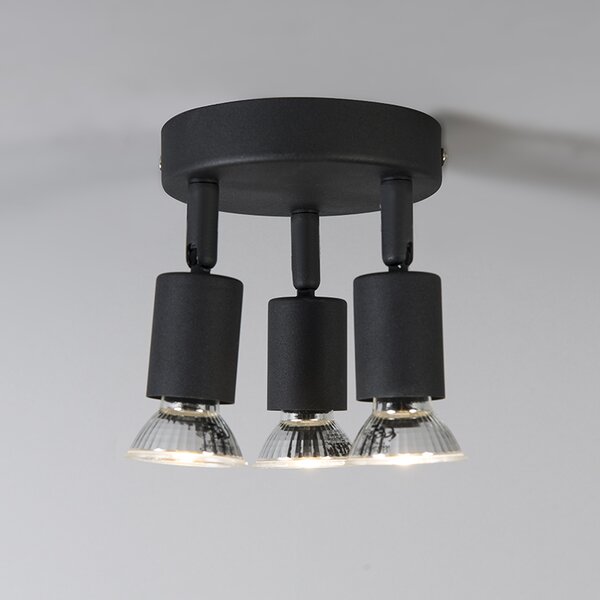 Faretto industriale nero orientabile rotondo 3 luci - Jeany