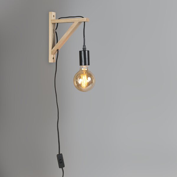 Lampada da parete in legno con nero - Hangman