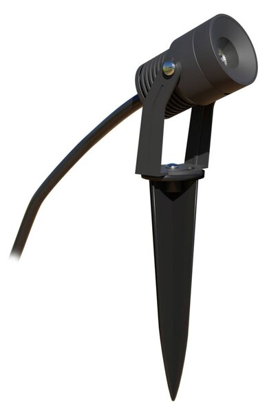EVN Faretto da giardino a LED Merlo con picchetto terra, 3.000K, 5W, Nero, Alluminio, Moderno
