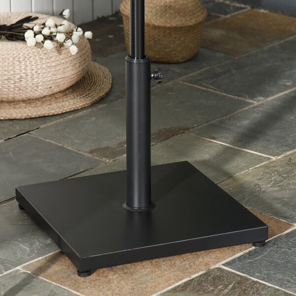 Outsunny Base per Ombrellone Quadrata Peso 18kg per Pali da Φ3/3.5/3.8, 45x45x39cm, Nero|Aosom