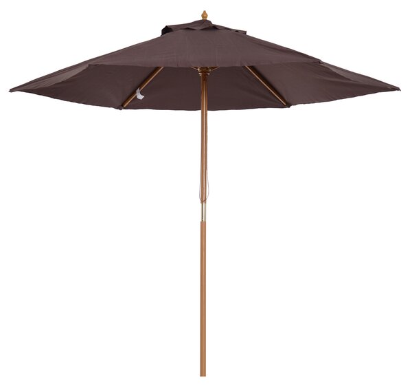 Outsunny Ombrellone da Giardino in Legno, Parasole Esterno Φ250 cm, Marrone, Design Classico per Terrazza|Aosom