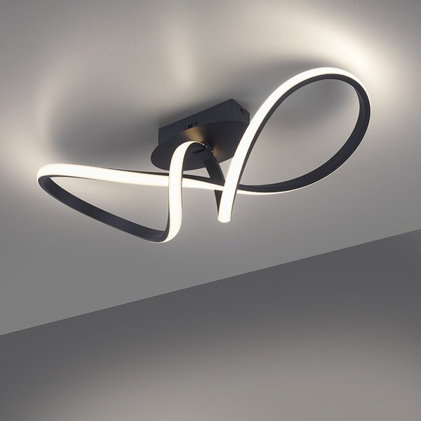 Plafoniera nera 61 cm dimmerabile a 3 livelli incl. LED - Viola Due