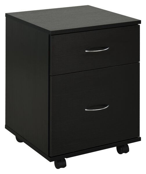 HomCom Cassettiera a Rotelle Mobiletto con 4 Ruote da Ufficio Salvaspazio in Legno, 41x39x58cm, Nero|Aosom
