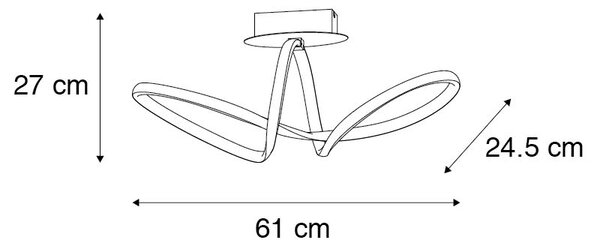 Plafoniera nera 61 cm dimmerabile a 3 livelli incl. LED - Viola Due