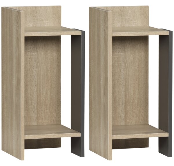HOMCOM Comodino Moderno Grigio con Ripiano Aperto, Set da 2 Pezzi in Truciolato per Camera da Letto e Soggiorno, 27x25x60 cm|Aosom