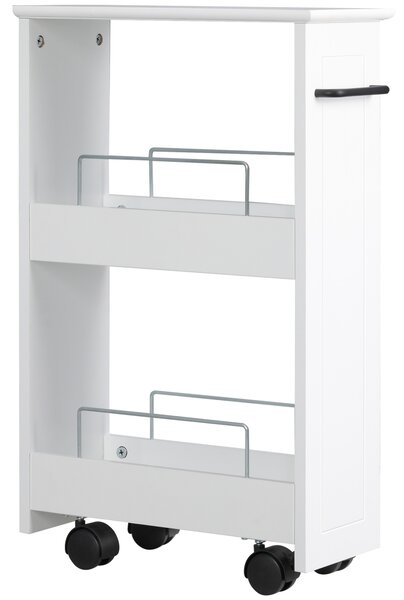 Kleankin Carrello Salvaspazio Multiuso in Legno MDF e Ruote, 42.5x20.3x66.7cm, Bianco|Aosom