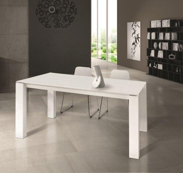 Tavolo BORGO PO in legno allungabile bianco frassinato 160×90 cm – 250×90 cm