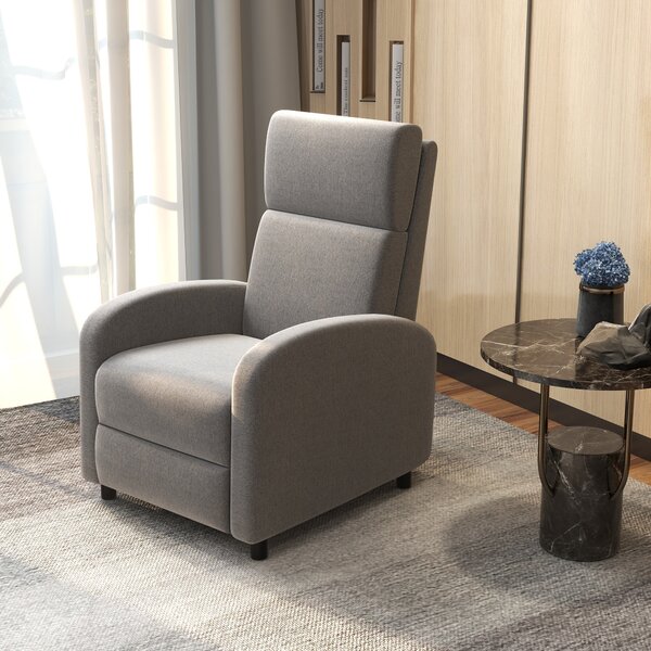 HOMCOM Poltrona Relax Reclinabile Manualmente con Braccioli Quadrati e Poggiapiedi, Imbottita e in Tessuto Lino, 64x86x102 cm, Grigio | Aosom Italy