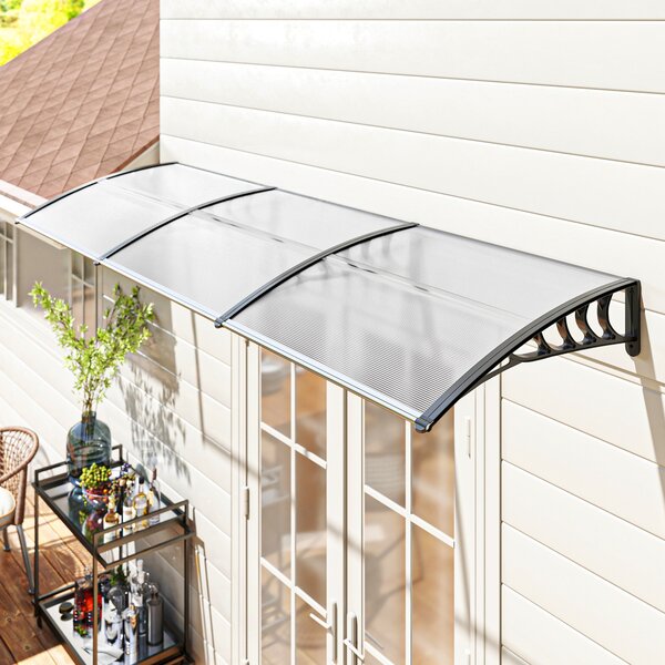 Outsunny Tenda da Sole Curva con Viti e Bulloni Inclusi, in Policarbonato, PP e Alluminio, 122x89x24 cm|Aosom