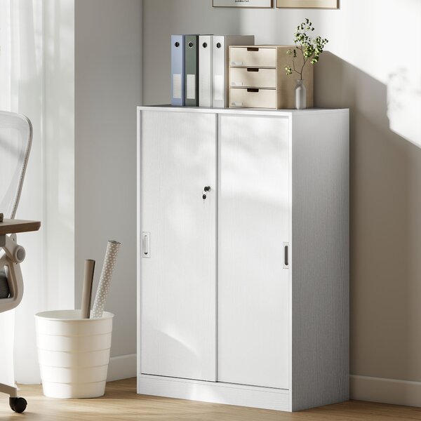 HOMCOM Armadietto da Ufficio a 3 Ripiani con 2 Chiavi di Sicurezza, in Truciolato, 80x40x120 cm, Bianco