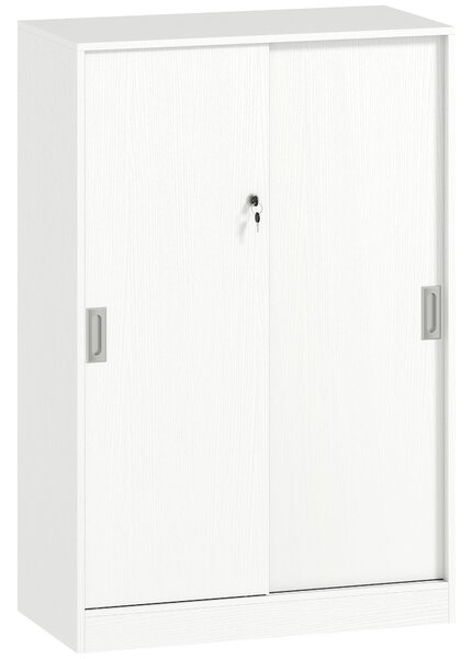 HOMCOM Armadietto da Ufficio a 3 Ripiani con 2 Chiavi di Sicurezza, in Truciolato, 80x40x120 cm, Bianco