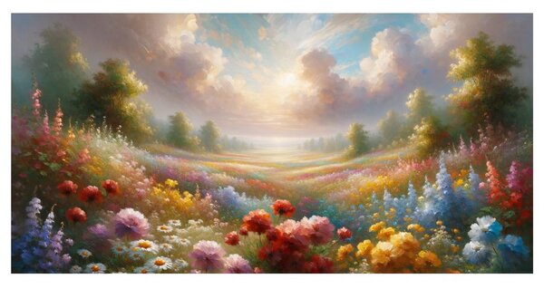 Quadro su tela – Valle fiorita e soleggiata