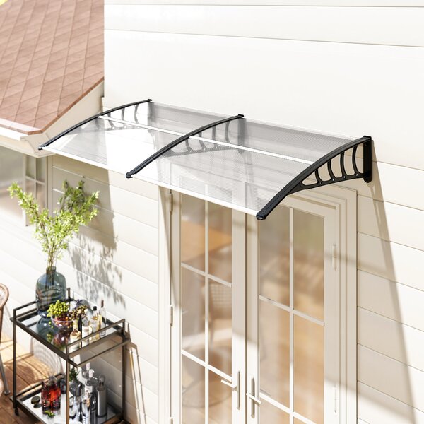 Outsunny Tettoia Moderna in Policarbonato, Alluminio e PP per Balconi, Finestre e Porte, 200x96x27 cm|Aosom