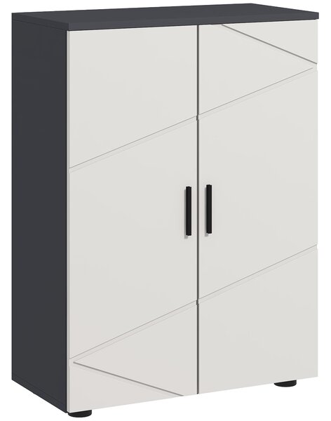 Kleankin Mobiletto Bagno 2 Ante in Legno con 3 Ripiani e Chiusura Ammortizzata, 60x30x82cm, Grigio|Aosom