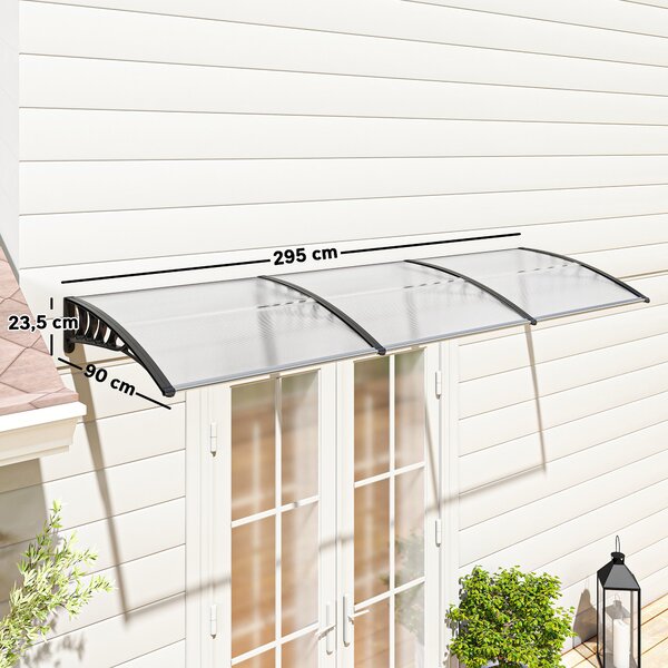 Outsunny Tenda da Sole Curva con Viti e Bulloni Inclusi, in Policarbonato, PP e Alluminio, 122x89x24 cm|Aosom