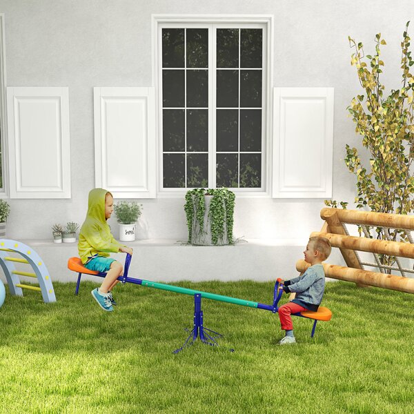 Outsunny Altalena a Bilico per Bambini 3-8 Anni con Rotazione a 360°, in Acciaio e PP, 192x60x60 cm|Aosom