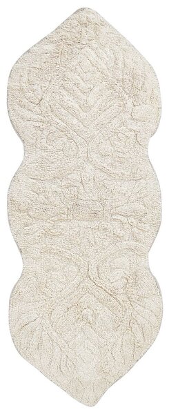 Tappeto da bagno Beige Cotone 150 x 60 cm Forma irregolare Motivo decorativo Tappeto da bagno Accessori da bagno Design moderno Beliani