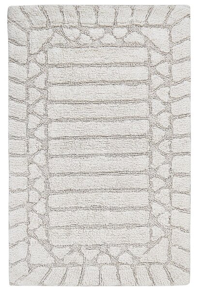 Tappeto da bagno in cotone beige 60 x 90 cm Forma rettangolare Motivo decorativo Tappeto da bagno Accessori da bagno Design moderno Beliani