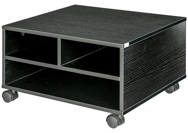 HOMCOM Mobile Porta Stampante a 2 Ripiani in Legno con Ruote per Ufficio e Studio, 47x40x22.5cm, Nero|Aosom