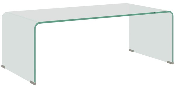 HOMCOM Tavolino in Vetro Temperato Moderno da Salotto con Design Monoblocco, 100x50x35 cm, Trasparente
