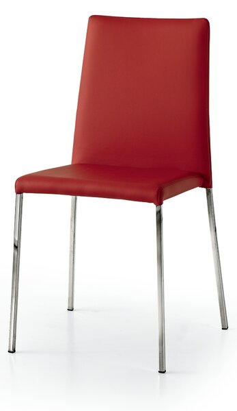 Set di 2 sedie in ecopelle rossa con gambe cromate