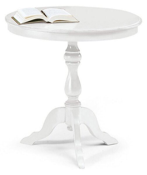 Tavolino ISOLA in legno bianco tondo diametro 60 cm