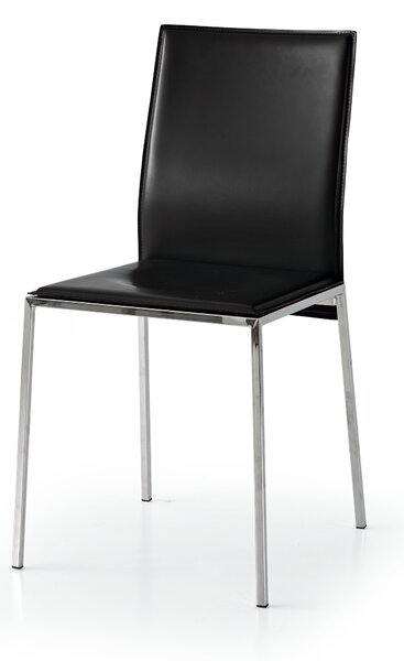 Set di sedie TORTONA in ecocuoio nero con struttura in acciaio cromato