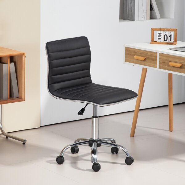 HOMCOM Sedia da Ufficio Girevole a 360° con Altezza Regolabile e 5 Ruote, Poltrona da Ufficio Imbottita Ergonomica in Pelle PU, Nero|Aosom Italy
