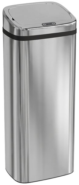 HomCom Cestino dei Rifiuti Rettangolare in Acciaio Inox con Sensore a Infrarossi, 50L|Aosom
