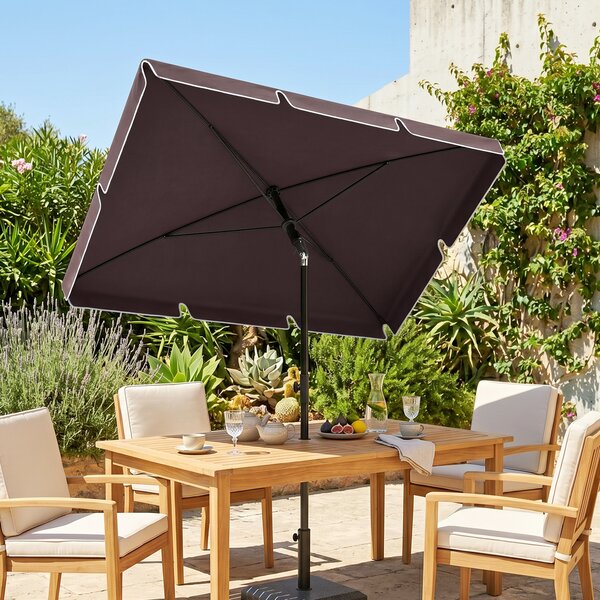 Outsunny Ombrellone Rettangolare Giardino, Inclinazione Regolabile, Palo Alluminio, 198x130x240cm, Marrone e Nero, Moderno|Aosom